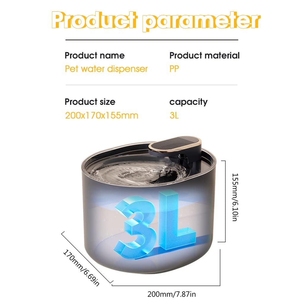 Qpets Cat Water Fountain for Cats and Dogs featuring 3L Capacity and Double Filtration System