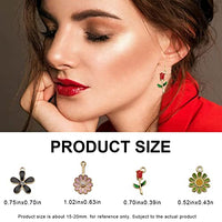 HASTHIP® 60Pcs Floral Themed Assorted Gold Plated Enamel Pendants Charms for Bracelet, Earring, Necklace, Keychain DIY Jewelry Accessories