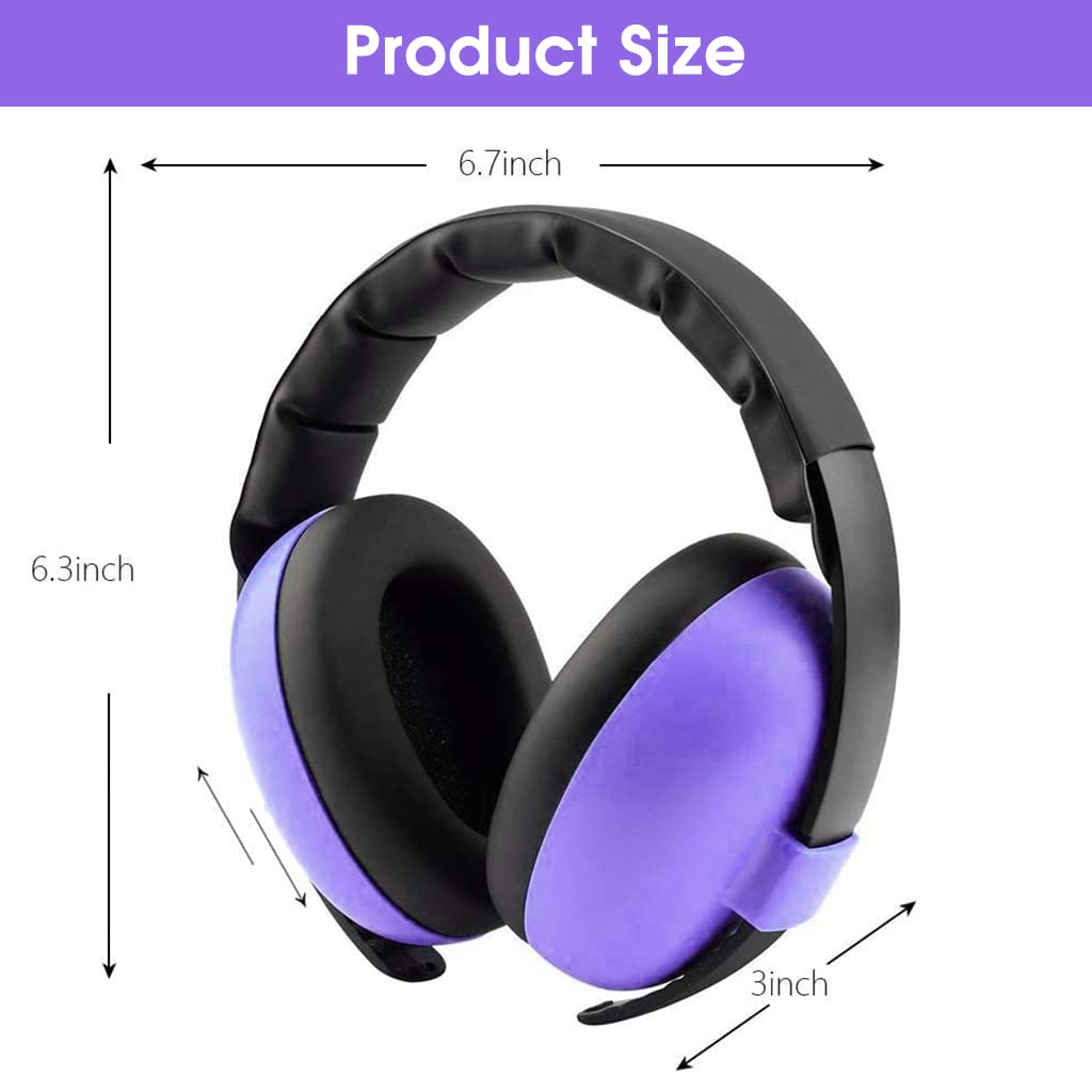 SNOWIE SOFT® Baby Ear Protection Noise Canceling Headphones for Baby Sleep Flight Travel, Baby Hearing Protection Earmuffs for Baby Toddler Kids 0-3 Years (Purple)