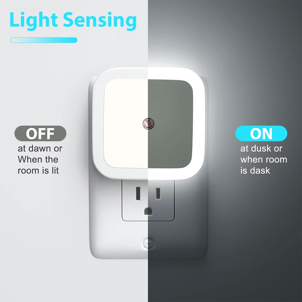 ELEPHANTBOAT LED Night Light for Home Use 4 Pack with Smart Light Induction and ABS Shade
