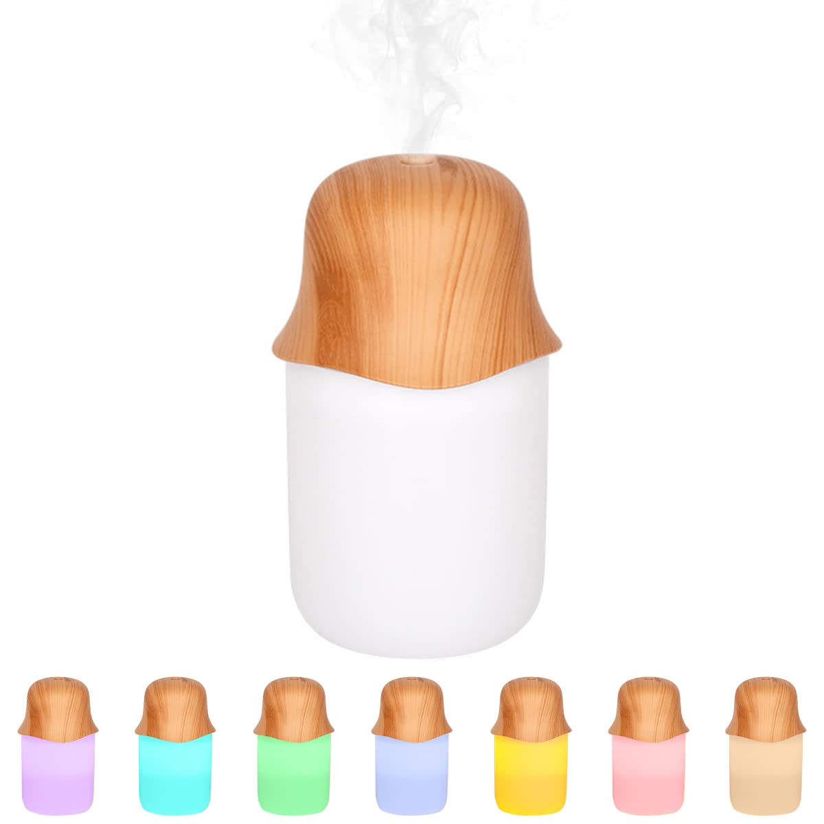 HANNEA Humidifier for Bedroom and Office with 230ml Transparent Tank | Quiet USB Night Light