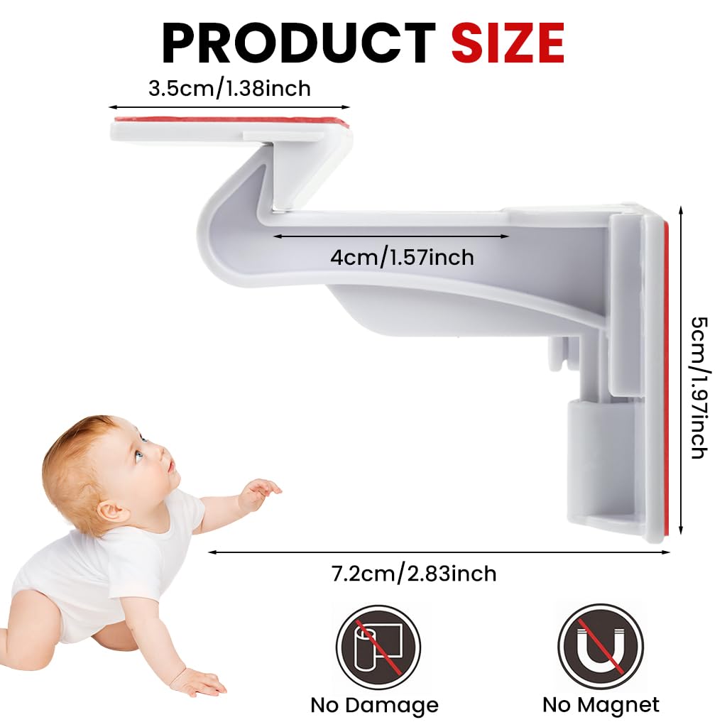 SNOWIE SOFT Baby Proofing Cabinet Locks 5 Pcs for Child Safety with Strong Adhesive | No Drill Installation