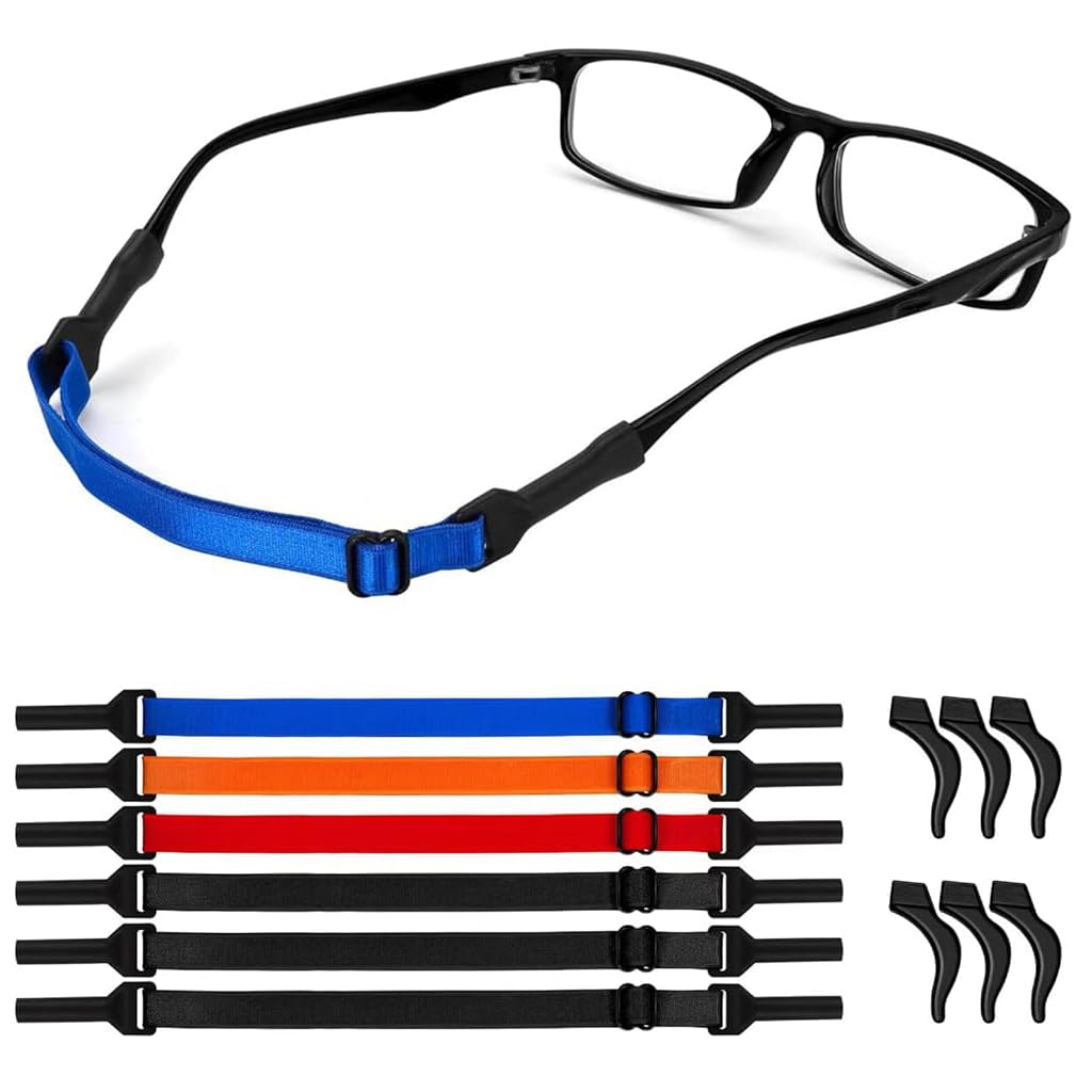 ZIBUYU® Eyeglasses Sport Straps & Temple Tips Set Adjustable Stretchy Nylon Sport Straps Multi Color Eyeglasses Straps Anti-slip Temple Tips Universal Eyeglasses Straps Temple Tips