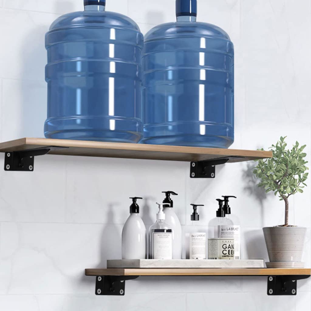 HASTHIP Shelf Brackets for Wall Shelves featuring 90 Degree Heavy Duty Design and Black Iron Finish