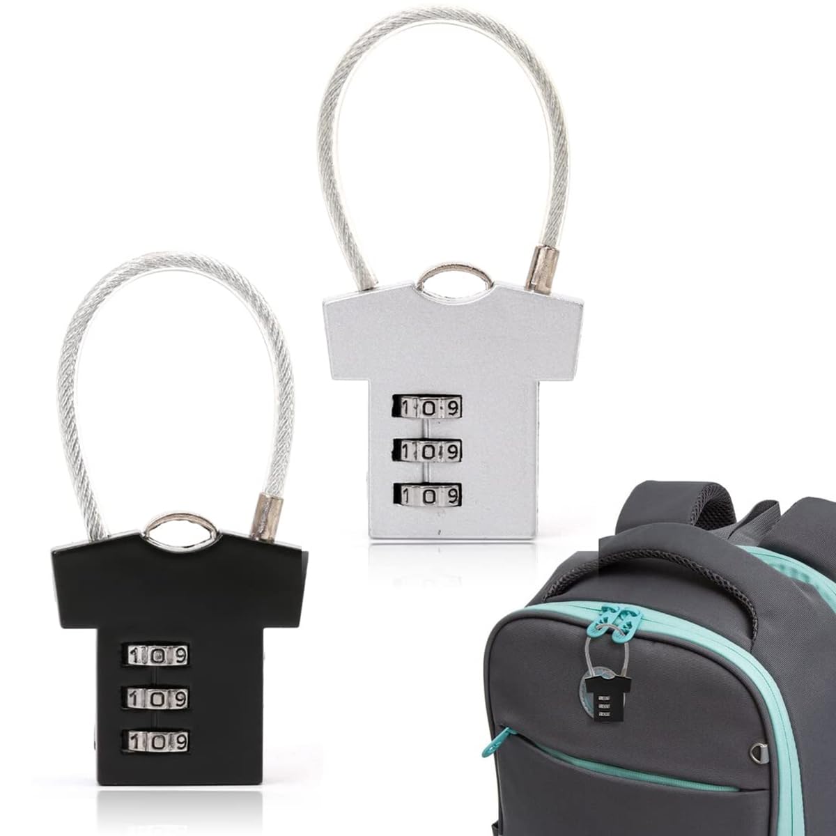 STHIRA Cabinet Locks for Drawers and Suitcases with 3 Digit Combination | Aluminum Alloy Steel Wire Padlock 2Pcs