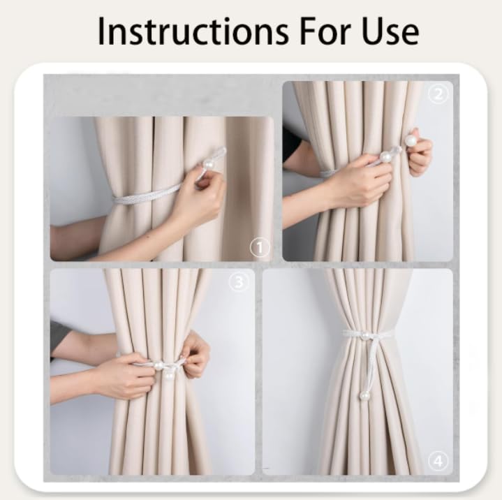 ZIBUYU Curtain Tie Backs for Home and Office featuring Adjustable Loop | 6pcs Gray