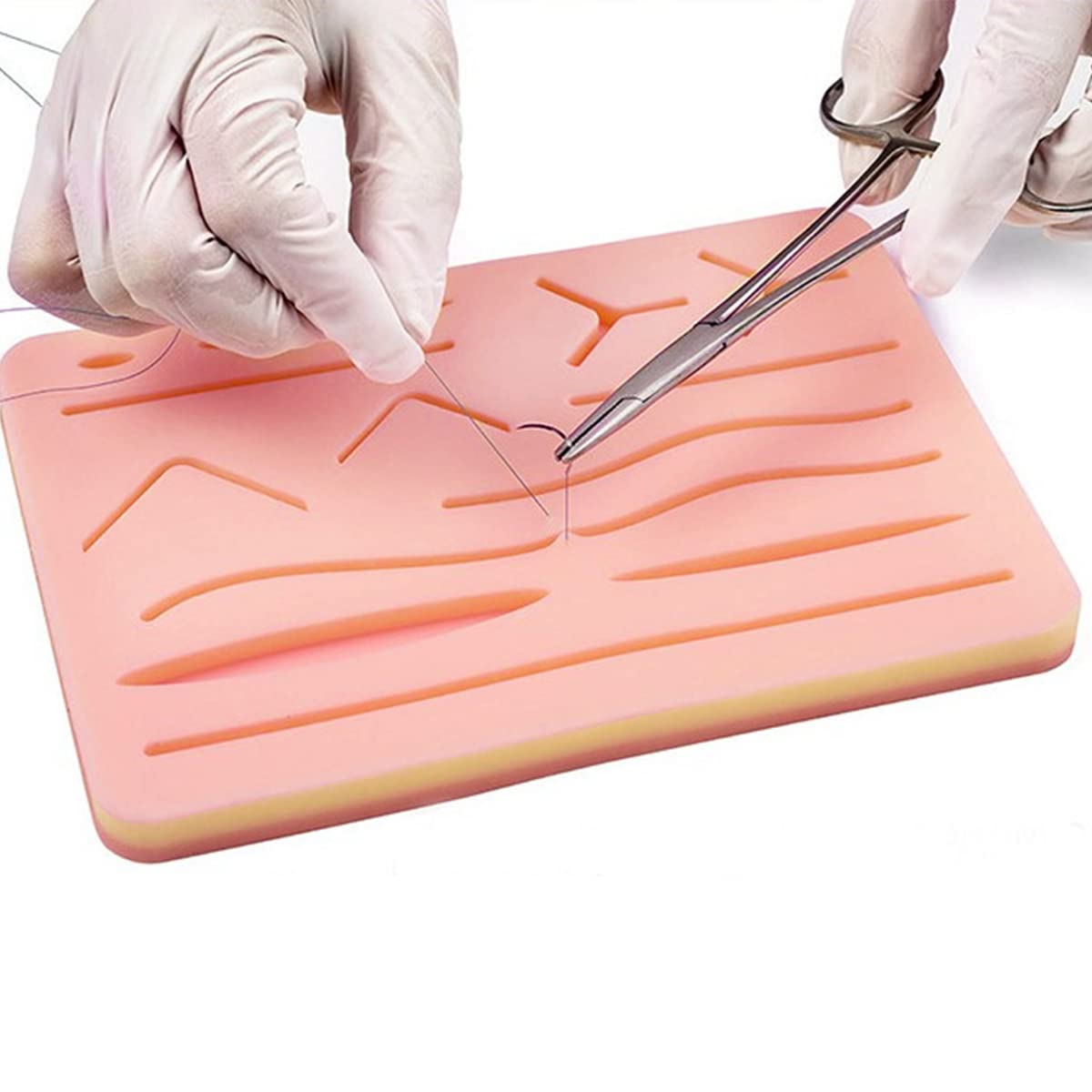 MAYCREATE® Skin Pad for Stitching Practice Surgery Silicone Stitching Practice Skin Pad for Medical Students Interns Veterinarian Students and Nurses,Skin Pad for Stitching Training