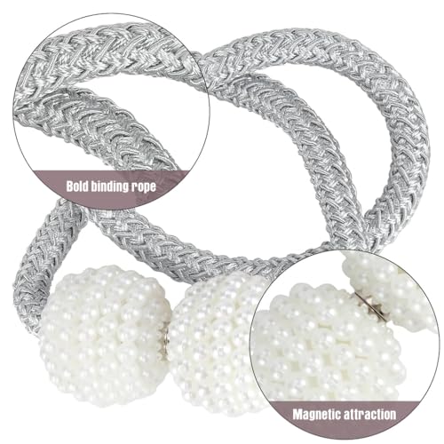 ZIBUYU® 12PCS Curtain Holders Tieback Clips Rope Holdbacks Pearl Magnetic Head for Home Office Decoration