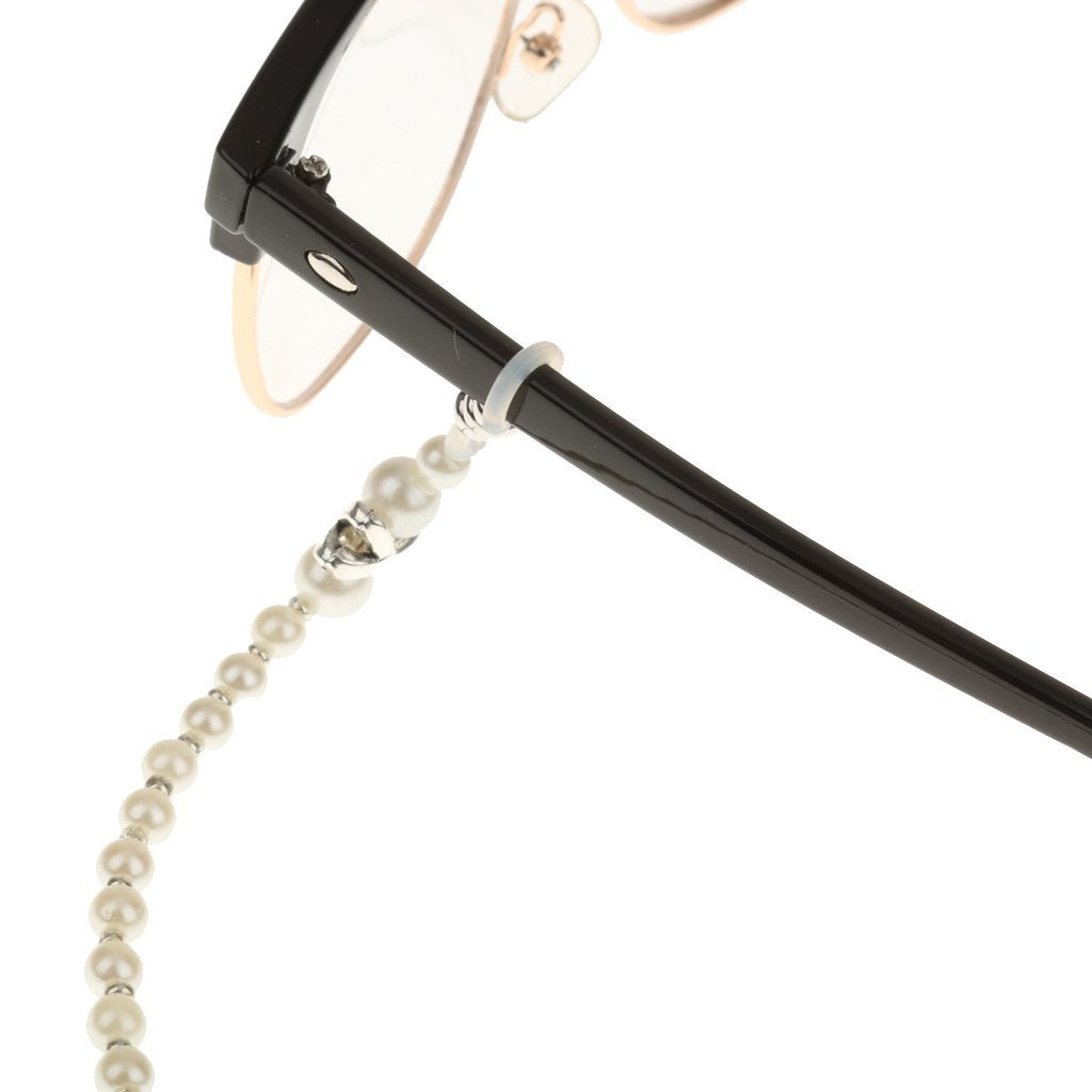 SANNIDHI Eyeglasses Chain Holder for Sunglasses and Reading Glasses with Imitation Pearl Beads | Unisex White Accessory