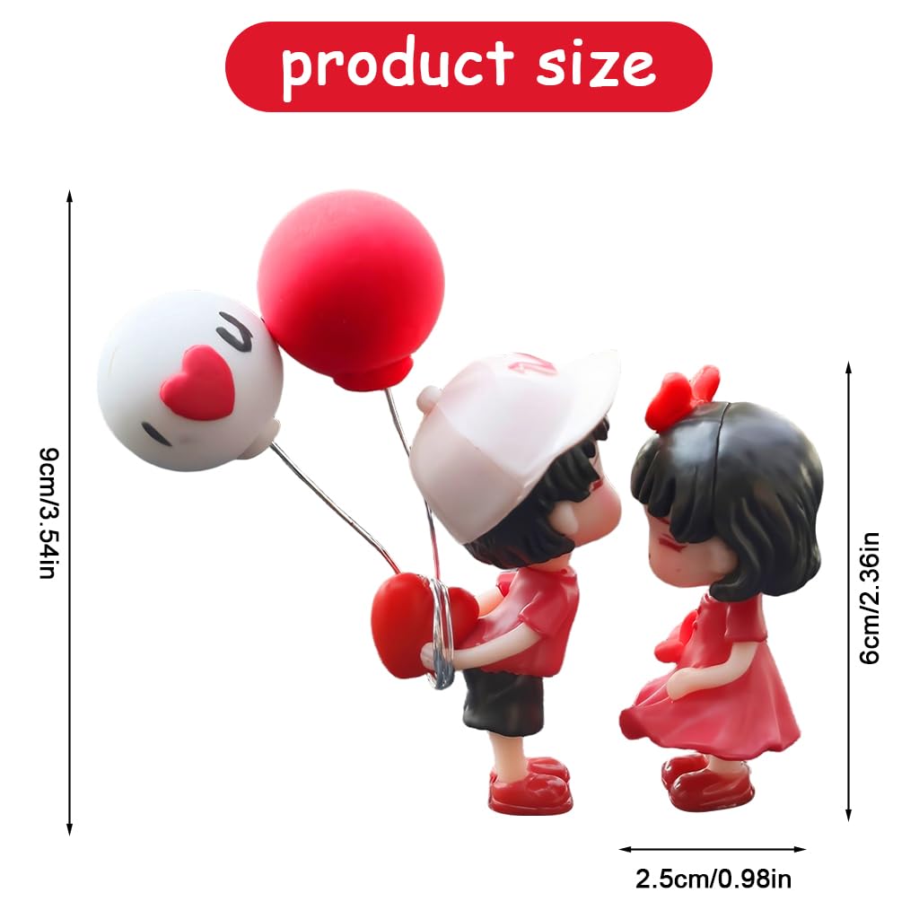 STHIRA Car Couple Ornament for Dashboard with Self Adhesive Base | Cute Cartoon Decor Gift