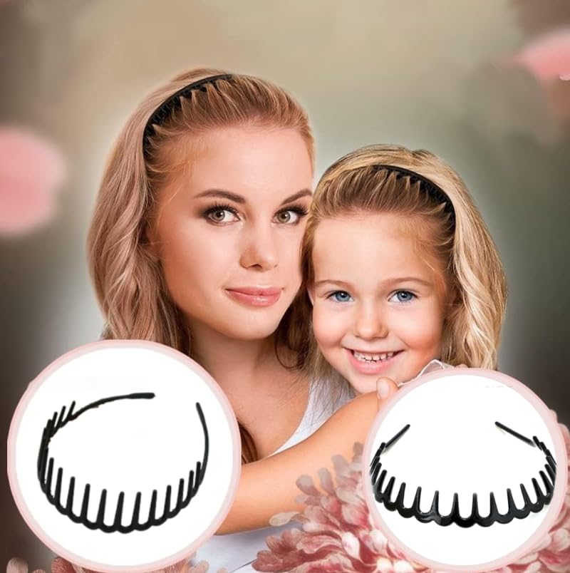 ZIBUYU hairband for women with shark tooth design and non slip resin build | 2 pieces set