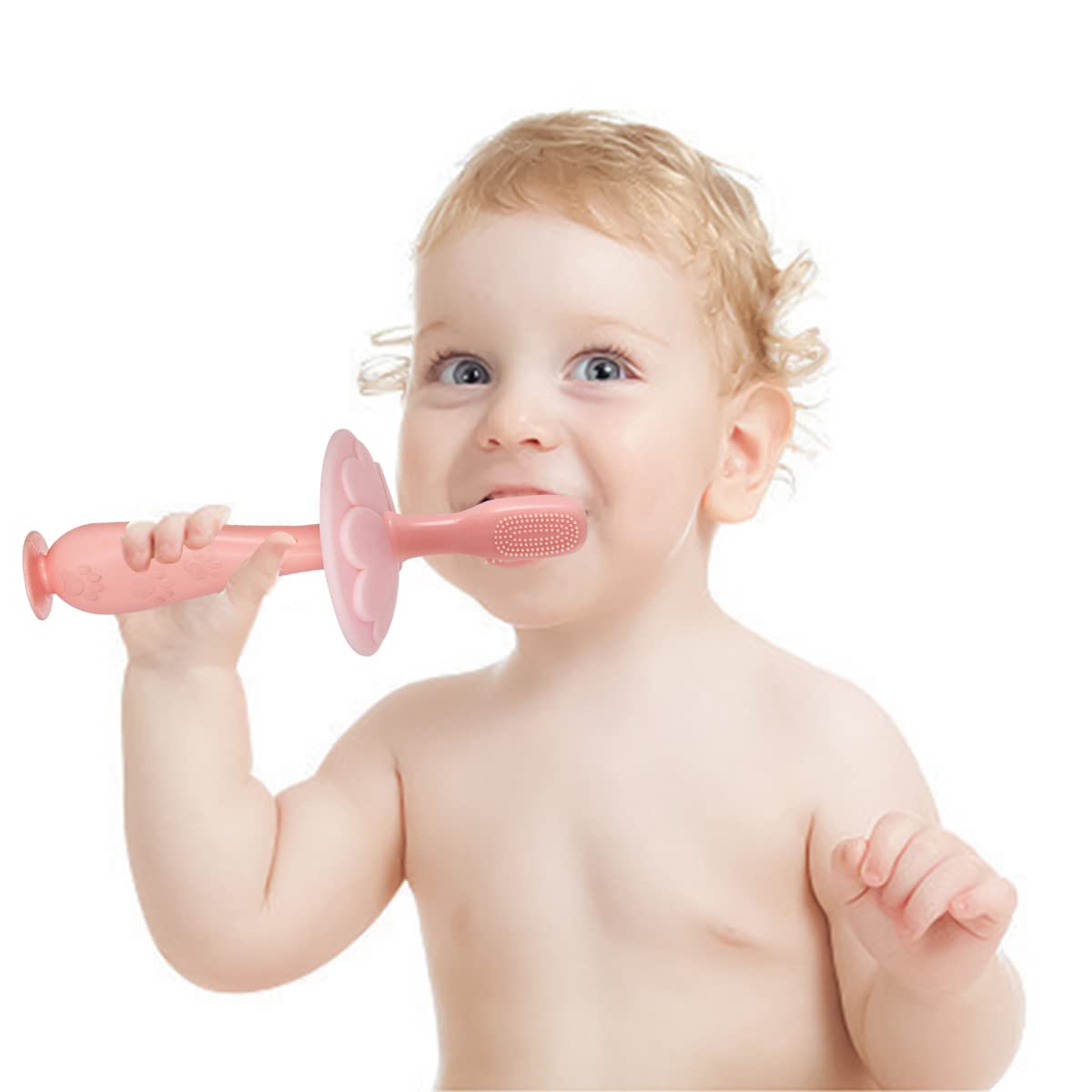 SNOWIE SOFT Baby Brush for 0–2 Years with 3 Switchable Heads and Anti Choking Shield | Soft Food Grade Silicone Toothbrush and Tongue Cleaner