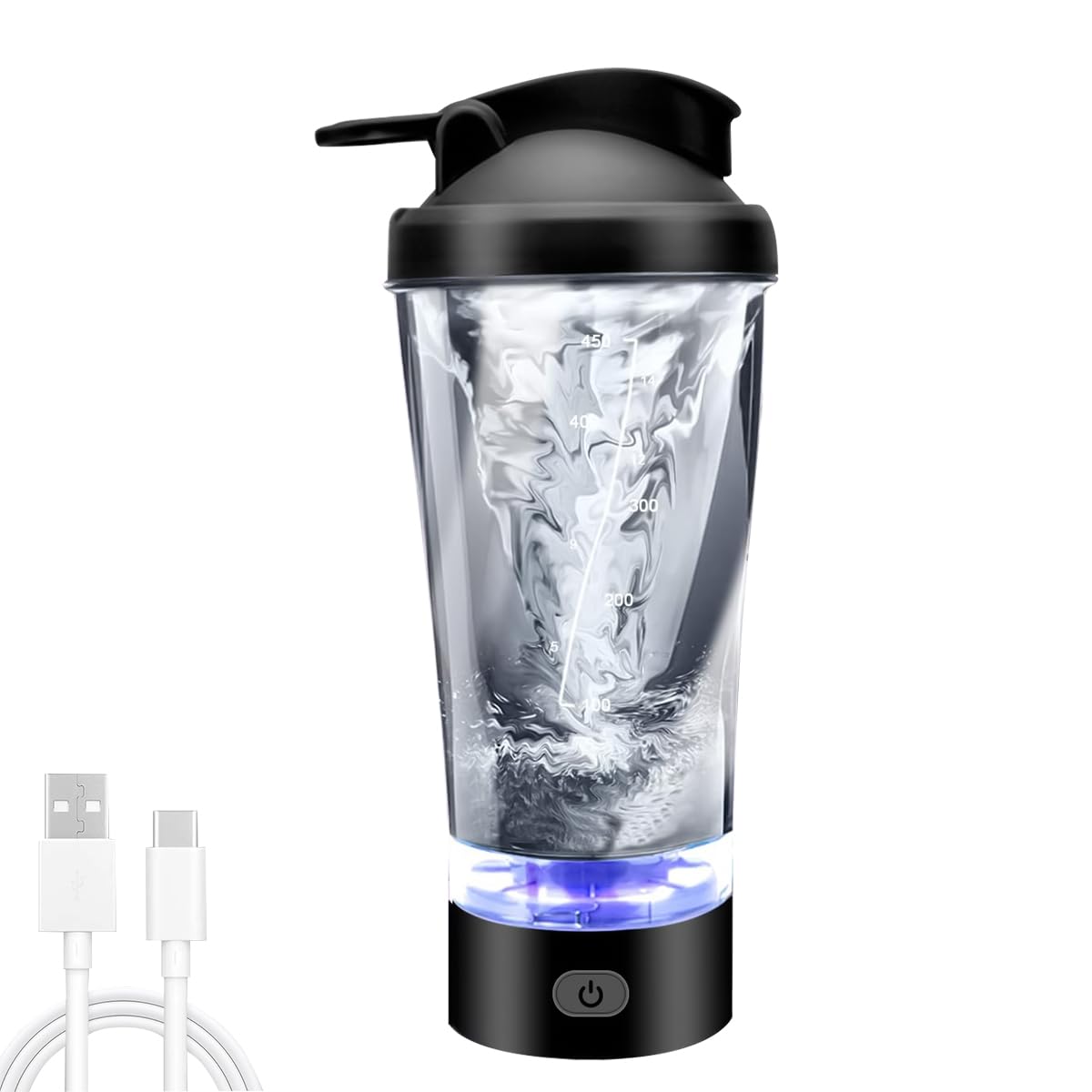 HASTHIP® 450ML Electric Shaker Bottle - USB Rechargeable 16oz Auto-Stop Protein Mixer for Smooth Shakes, Juices - Easy Clean, BPA-Free Gym Drink Blender for Coffee, Oats, Supplements