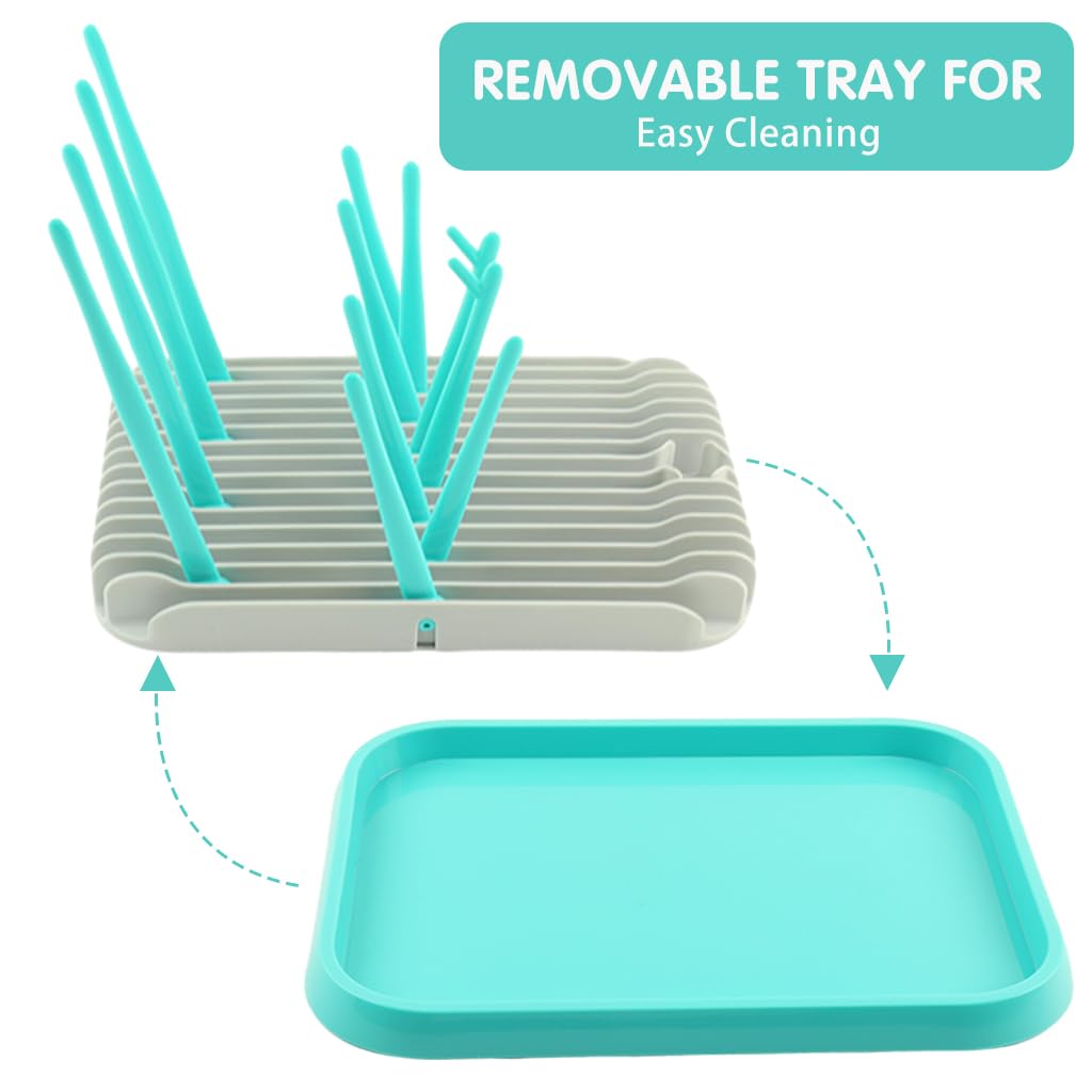 SNOWIE SOFT Baby Bottle Drying Rack for 10 Bottles with Adjustable Racks and PP Tray | 30.3×20.4×3.5 cm Space-Saving Design