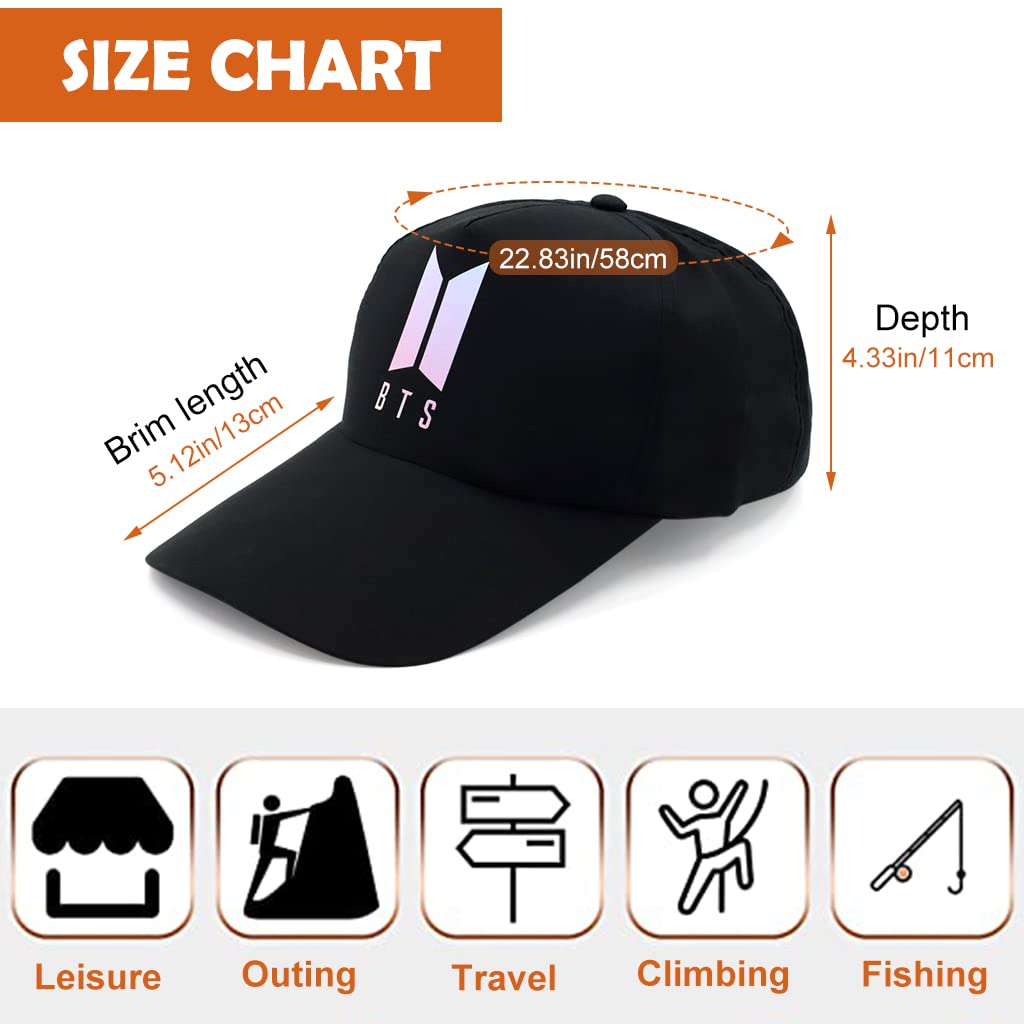 GUSTAVE Cotton Cap for Men and Women with Adjustable Strap 20cm Fit | Black Fashion Hat