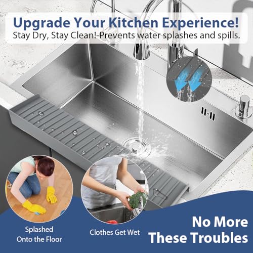 HASTHIP® Sink Splash Guard Kitchen Water Multifunction Dry Wet Separation Strip 4x20 inches 2PCS