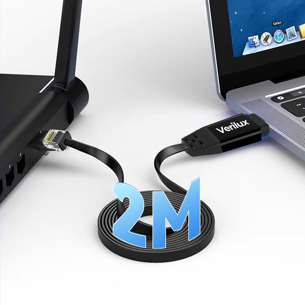 Verilux USB C to Ethernet Cable 6.6ft with RTL8152B NIC Chip for 1000Mbps Wired Internet