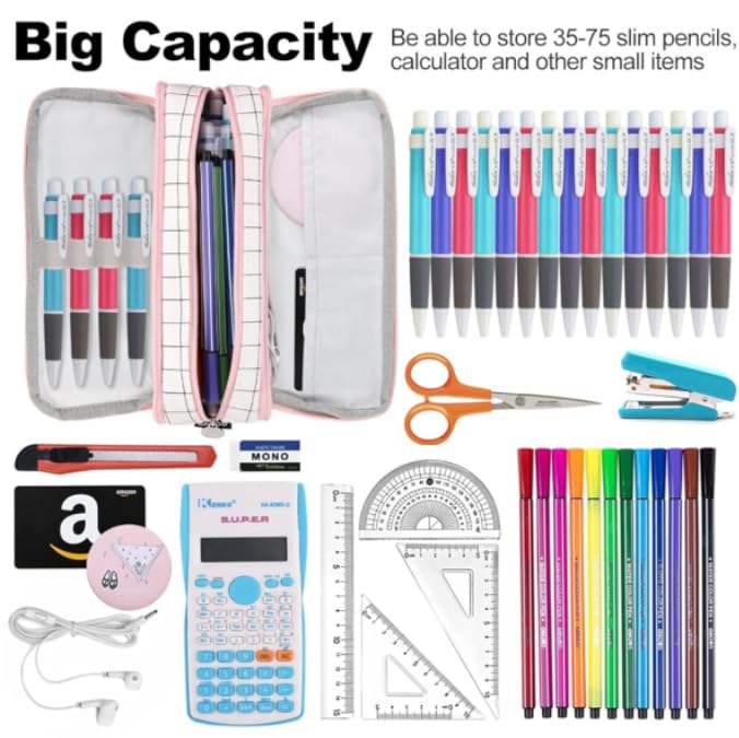Zibuyu Pencil Case for School and Office with Multi Compartment Design | Smooth Zipper Storage