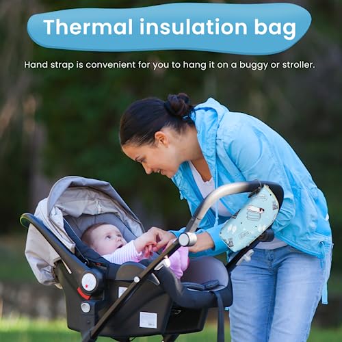 SNOWIE SOFT® Baby Milk Bottle Thermal Bag Waterproof Cooler Bag Insulated Bag Breastmilk Bottler Thermal Bag with Quick Release Belt Nursing Bottle Portable Travel Thermal Bag for Baby