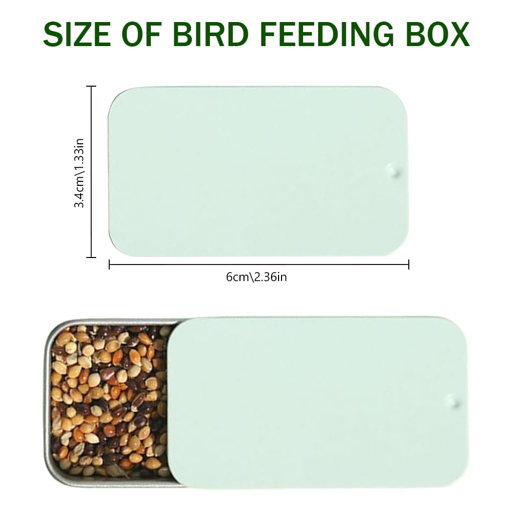 Qpets® Bird Feeder, Drawer Birds Food Feeder Stainless Steel Bird Food Box with Lid, Portable Bird Food Box for Outdoor Bird Box for Parrot Training Foraging Training Rewarding Training