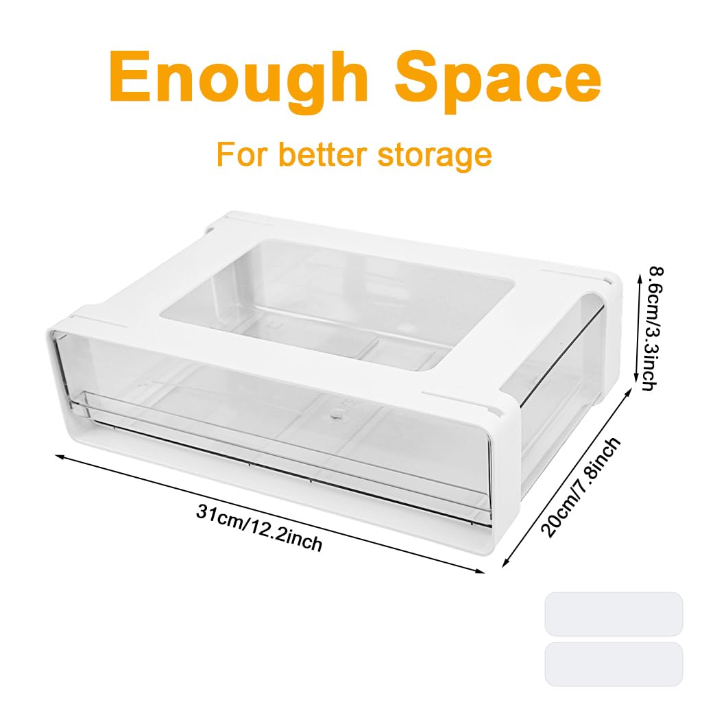 OFIFO Under Desk Drawer Organizer for Office Storage with Smooth Sliding Pull Out 7.8x12.2x3.3 in | Transparent PET Design