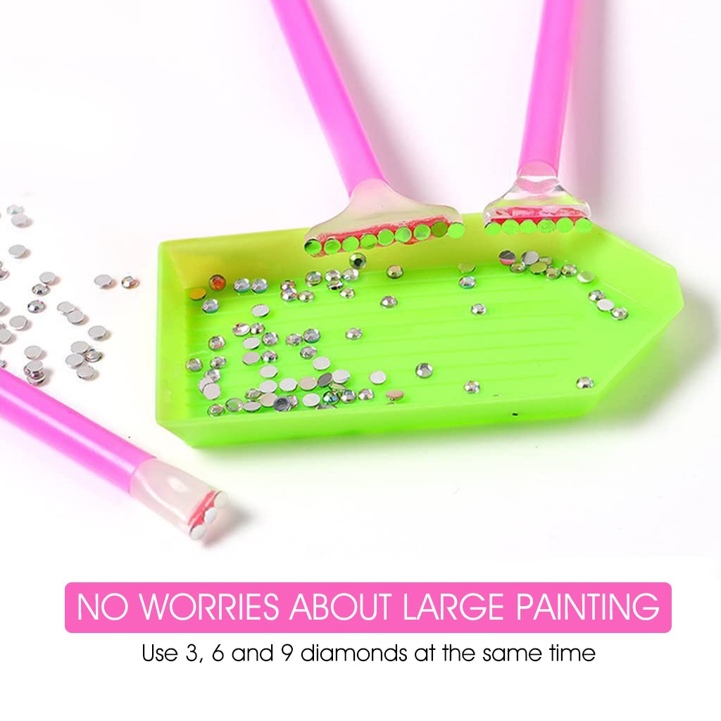 ZIBUYU Diamond Painting Kit Tool 5D Diamond Art Pen Kit with 6 Diamond Painting Pen, 2 Tweezer, 10 Glue Clays, 4 Diamond Tray, 5D Diamond Painting Tool Kits Accessories - 22 Pieces