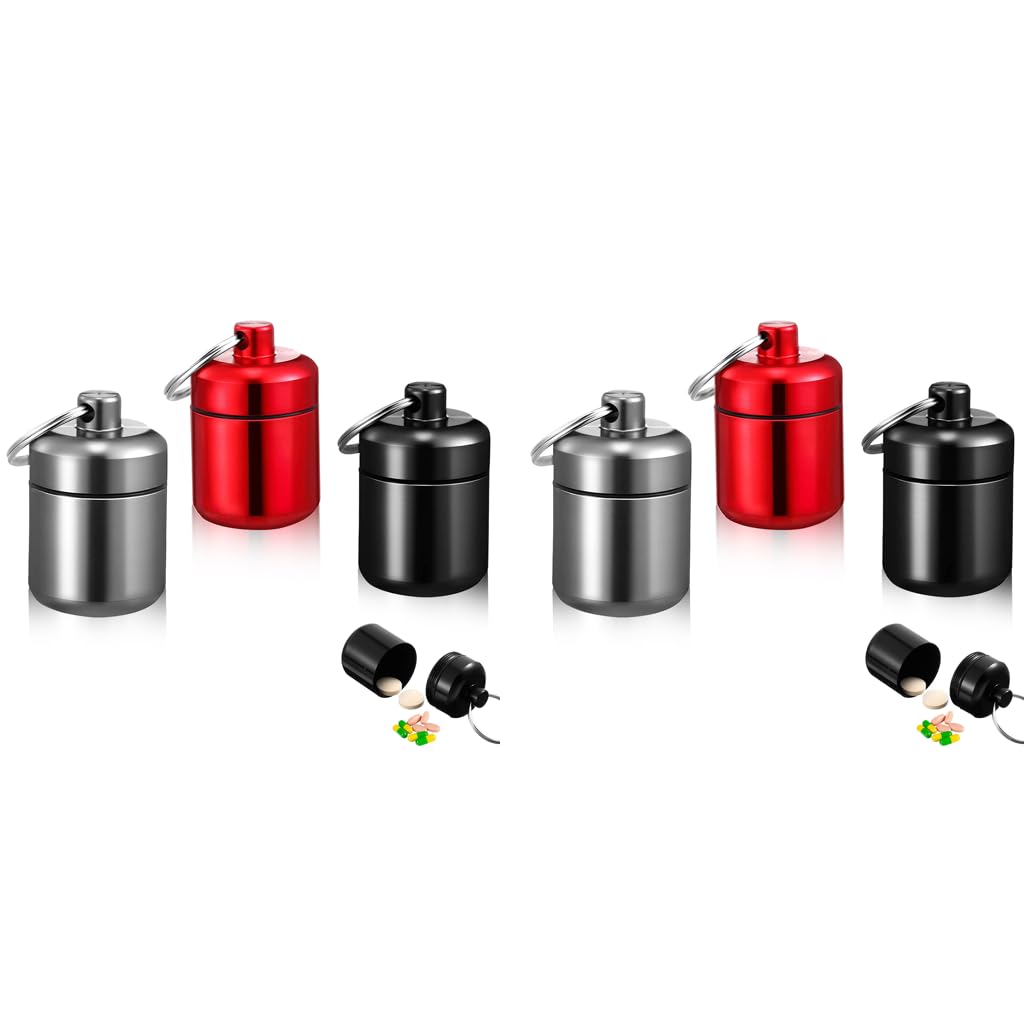 HANNEA Mini Aluminum Keychain Pill Box for Outdoor Travel and Camping | 6PCS Waterproof Organizer