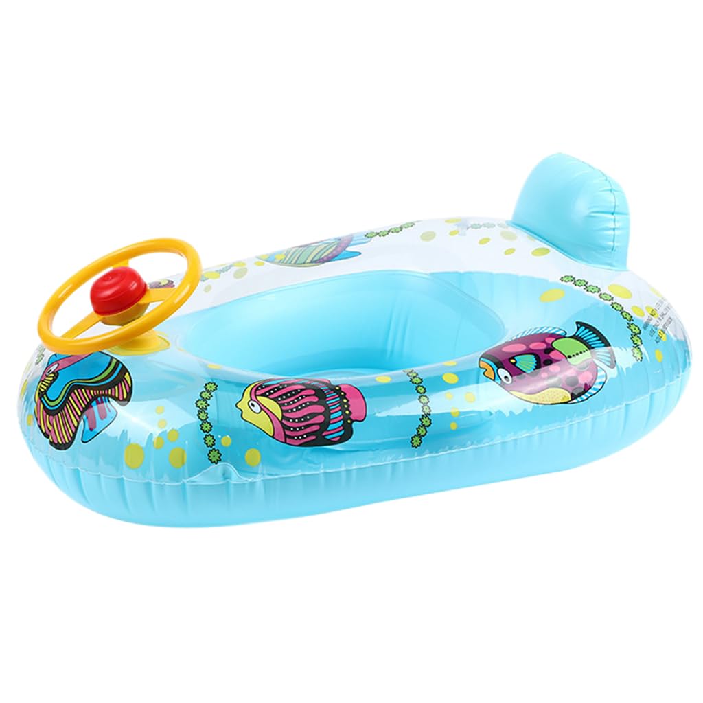 Proberos® Kids Inflatable Swimming Ring With Cartoon Steering Wheel & Horn, Durable PVC, Leakproof Valve, 55-57cm Ideal For Toddlers 3-5 Years - Fun & Safe Pool Float For Beach & Indoor Pools