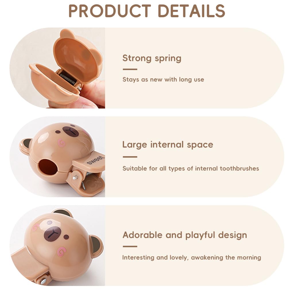 HASTHIP Toothbrush Head Covers for Travel and Home with Dustproof Design | 4Pcs Cute Animal Protectors for Kids and Adults