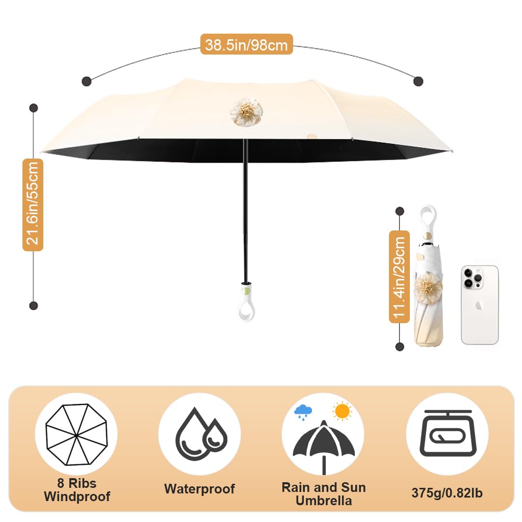 PALAY Automatic Folding Umbrella for Women with One Button Open Close | Sun and Rain Proof Compact Design