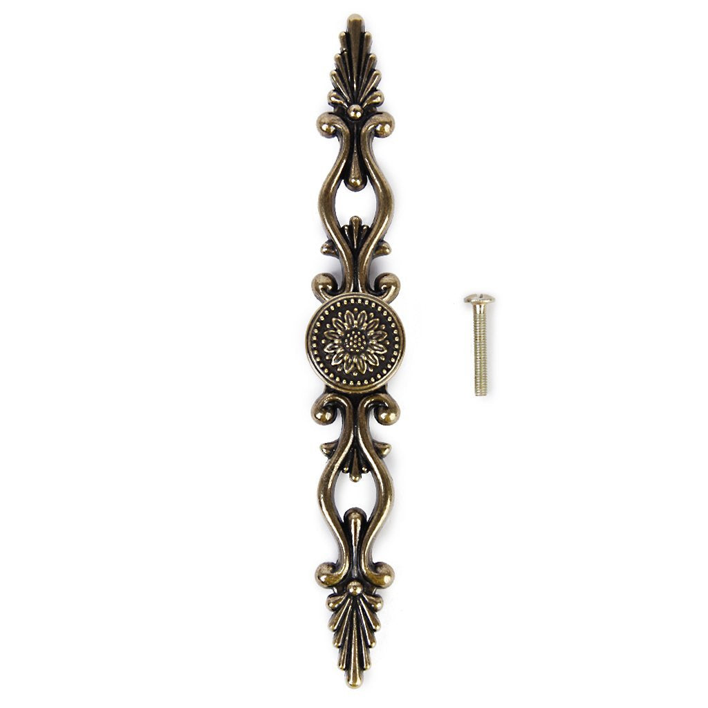 Supvox  Traditional Antique Brass Cupboard Cabinet Drawer Door Pull Handle, 175mm, Brown