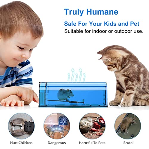 HASTHIP® 2 Pcs Rap Trap,Indoor/Ourdoor Use, Humane Mouse Trap, Easy to Set, Mouse Catcher, Rat Killer for Home, Lizard Trap, Reusable and Safe for Families