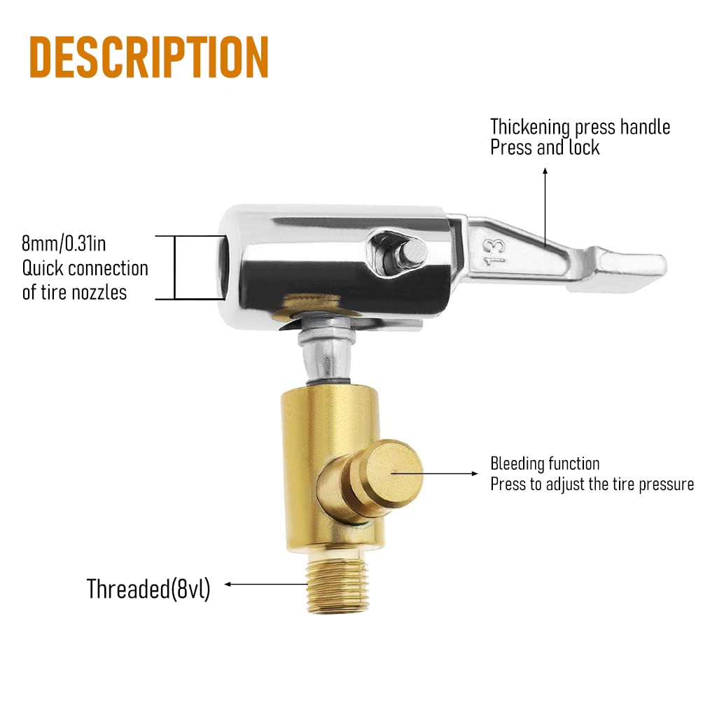 ZIBUYU® Universal Car Air Pump Adapter, Car Air Inflator Adapter Connector with Deflation Replacement Tire Air Chucks Car Air Pump Thread Nozzle Adapter Car Pump Accessories for Motorcycles, Cycle - 1