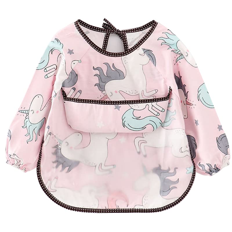 SNOWIE SOFT Sleeved Baby Bib for Feeding with 43cm Length and Crumb Catcher Pocket | Waterproof Cotton for 6–24 Months