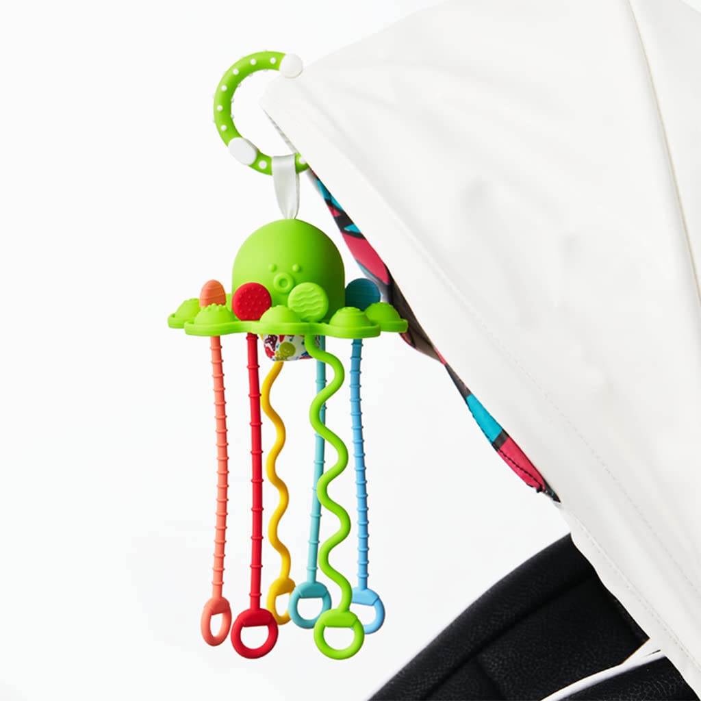 PATPAT Sensory Toys for Kids with Pulling Bars and Sound Device | Food Grade Silicone Hanging Toy for Babies 6–12 Months