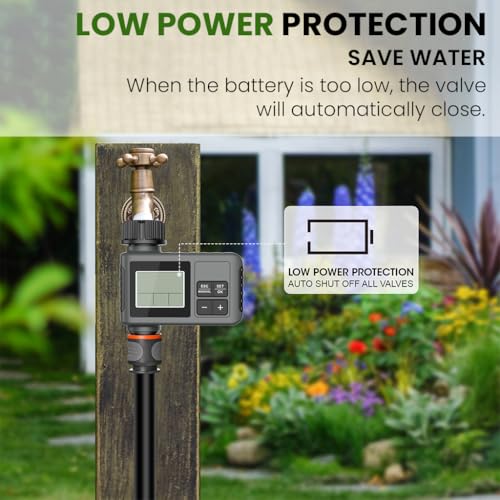 HASTHIP® Automatic Water Timer for Garden Faucet Programmable LCD Auto Watering System with Manual Control Smart Irrigation Timer for Lawn 3 PCS