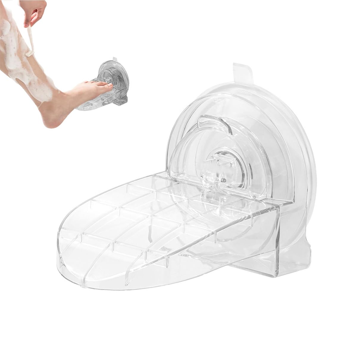 HASTHIP Shower Foot Rest for Shaving and Bathing with Strong Suction Cup | Transparent Plastic Design