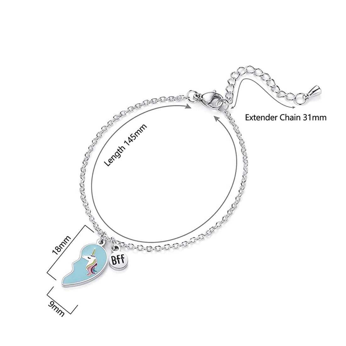 Zibuyu Bracelet Set for Women featuring Lucky Unicorn Heart Design | 4PCS BFF Jewelry Gift