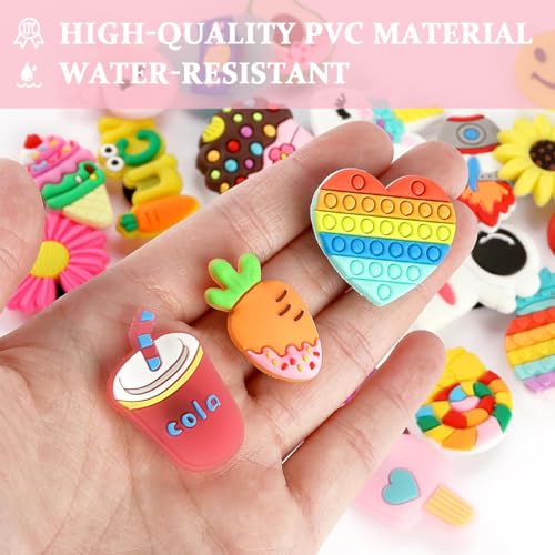 MAYCREATE® 90PCS Assorted Cartoon Slippers Charms For Girls Rubber Clogs Casual Decoration Fashion Black