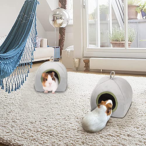 Qpets® Winter Cave House for Small Pets Cute Plush House Plush Bed with Roof for Small Pet Guinea Pig Bed Rabbit Hideout Place Hibernation Plush House for Ferret/Chinchilla/Bunny/Guinea Pig