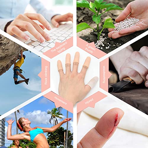 MAYCREATE® 10pcs Finger Protection Gel Finger Support Protector Gloves Gel Cots Covers for Trigger Hand Eczema Cracking Arthritis Apricot one size X 2
