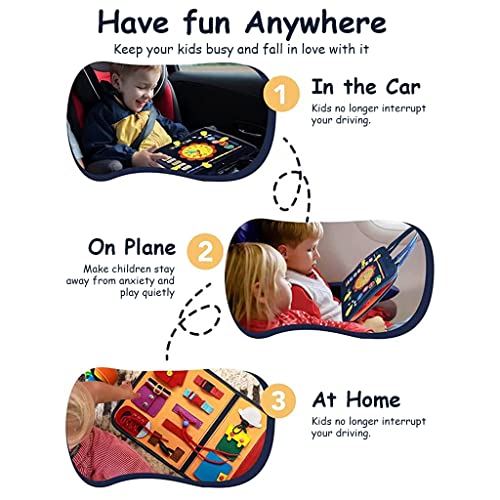 SNOWIE SOFT® Solar System Busy Board for Toddlers 1-3 Montessori Binder Book with Planet Knowledge Learning Develop Basic Life Skill Travel Toy Road Trip Plane Car 2PCS