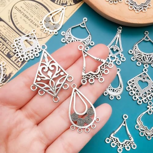 SANNIDHI® 120PCS Charms for Bracelet Making Antique Silver Earrings Jewellery Zinc Alloy Pendants Kit Necklace Jewelry DIY Crafts