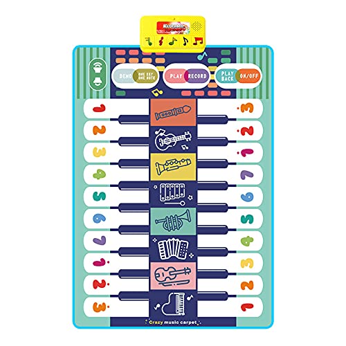 PATPAT Piano Play Mat for Toddlers with 20 Keys and 8 Sounds 31.5x11.8in | Foldable Musical Toy