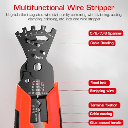 Serplex® Wire Stripper Multifunctional Wire Cutter Wire Stripper and Cutter Cable Stripping Tool Crimping Tool Wrench Tool Electric Cutting Plier Wire Crimping Tool for Terminals, Wire Cables, Screw