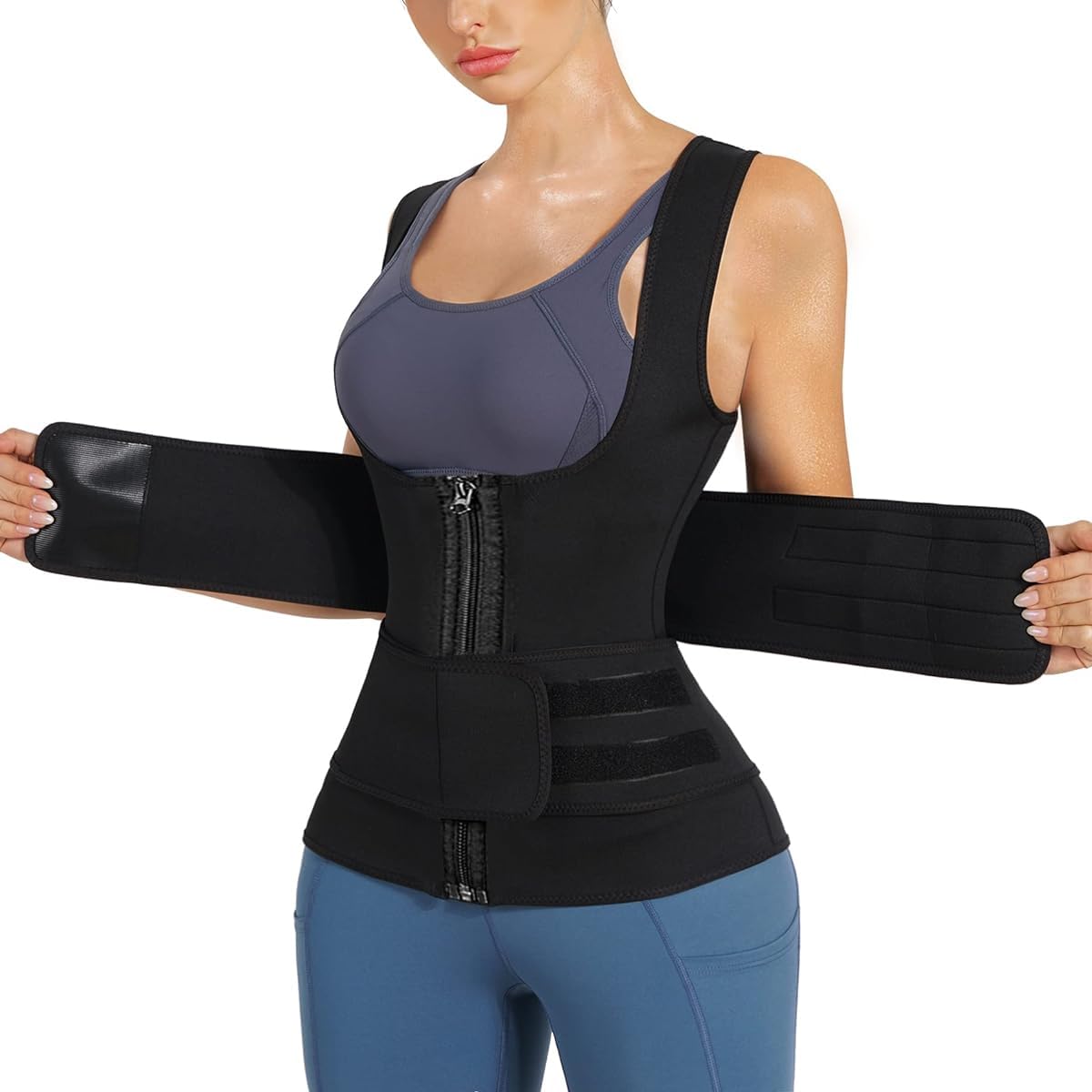 PALAY® Waist Trainer for Women Vest Style Waist Belt Waist Breast Push Up Waist Trainer Body Shaper Workout Slim Belly Band for Tummy Tuck (XL)