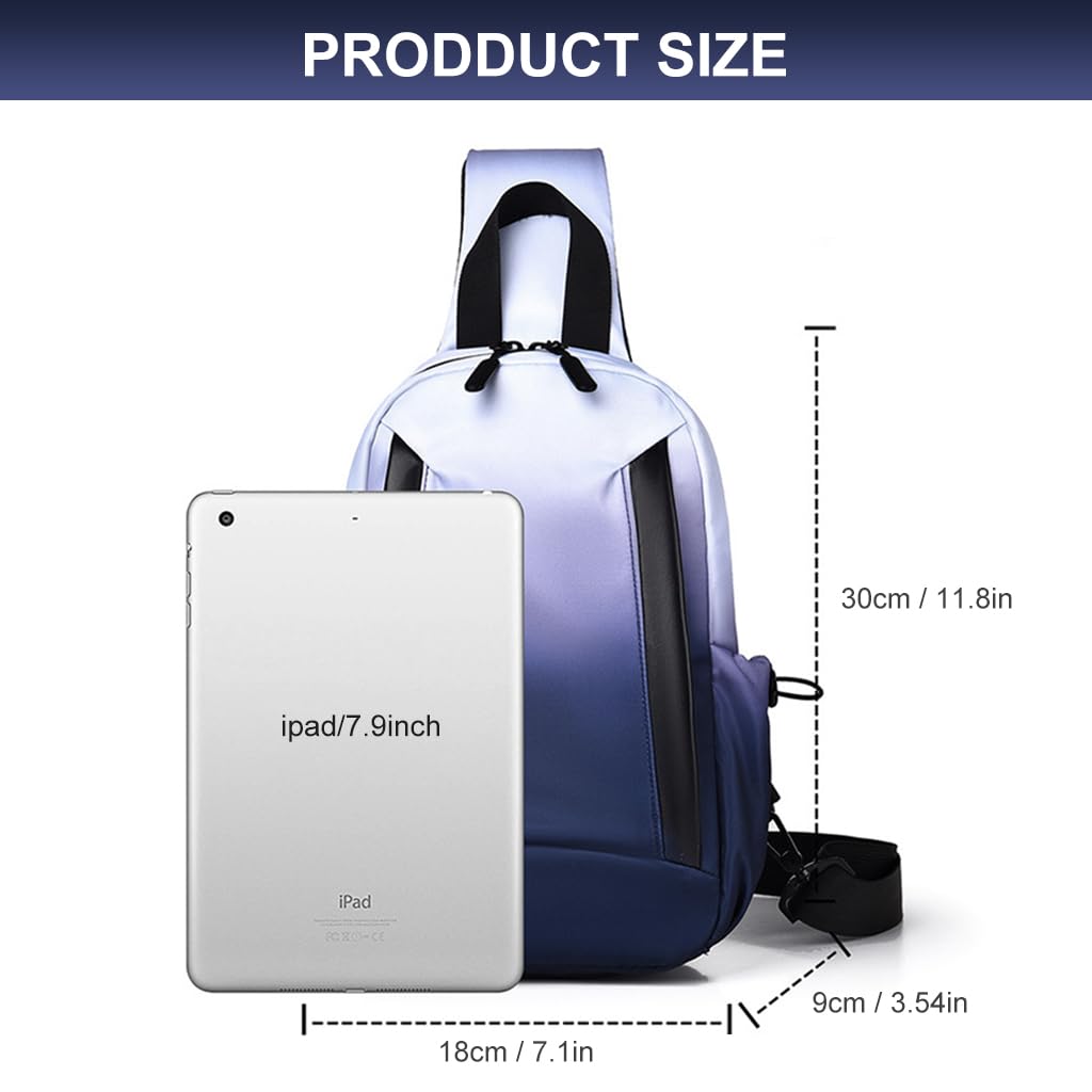 GUSTAVE Chest Bag for Men featuring Dual Layer Design and Waterproof Nylon | Gradient Blue Black