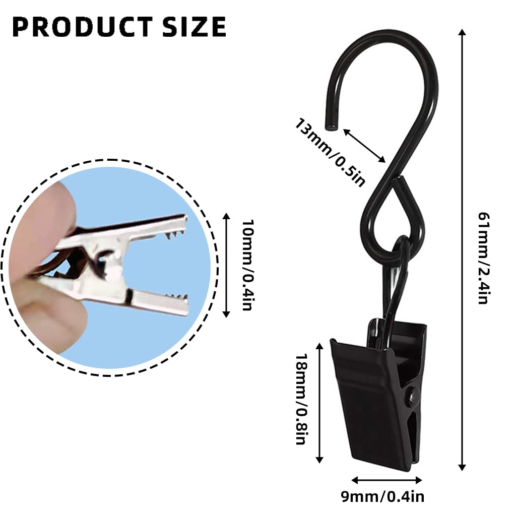 HASTHIP S Hooks Curtain Clips for Party Lights and Crafts 20pcs 2.4in Stainless Steel | Indoor Outdoor Hanging Use