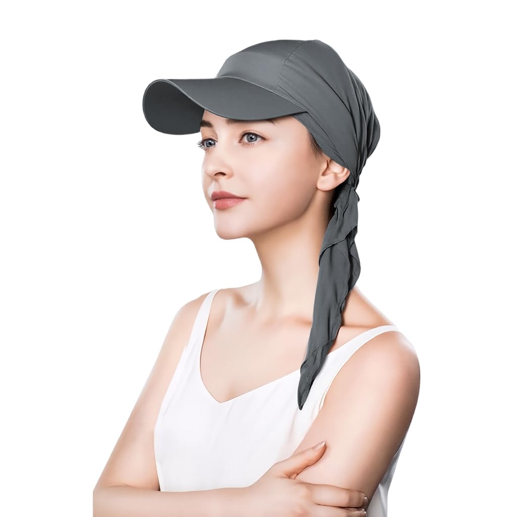 SANNIDHI Skull Cap for Women featuring Stretchy Tie Back Design in Breathable Grey Fabric