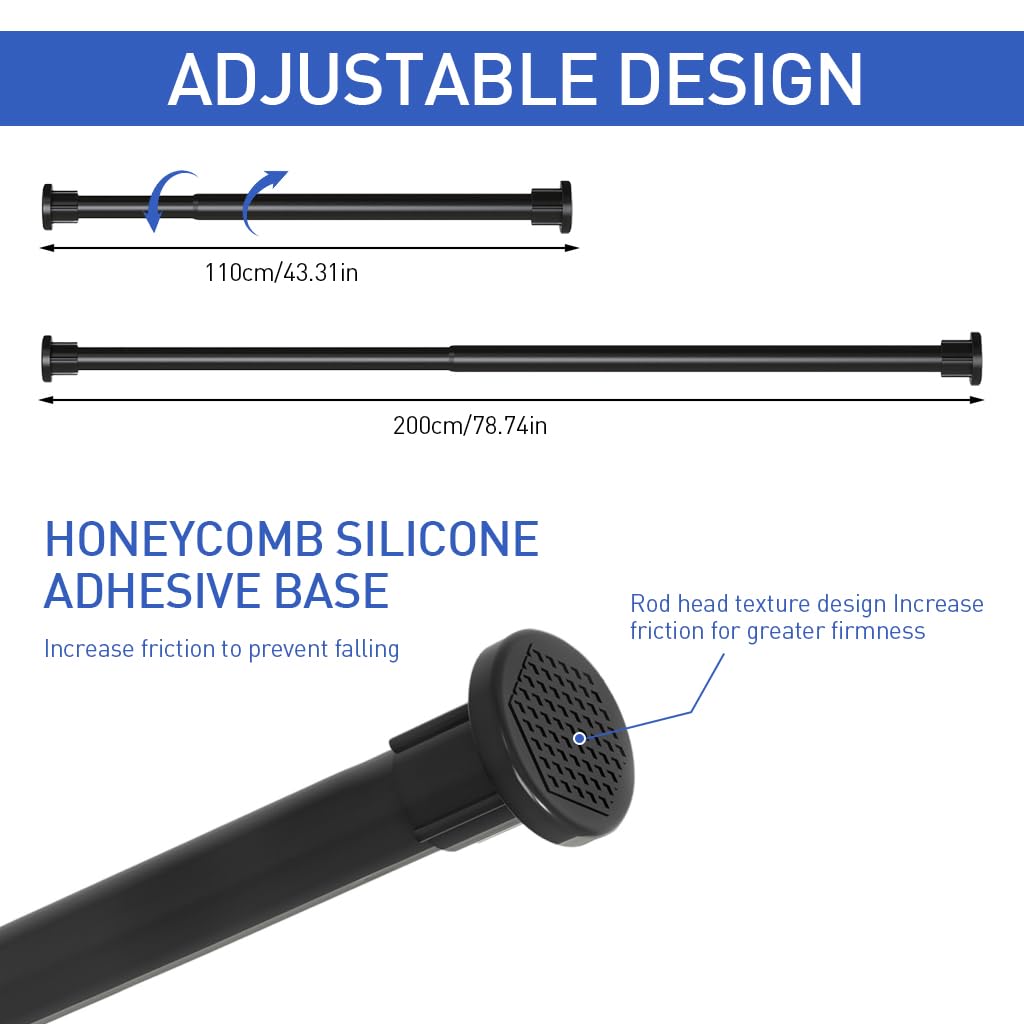 HASTHIP Shower Curtain Rod for Bathroom and Window with Spring-Loaded Mechanism 43.3–78.7 in Stainless Steel